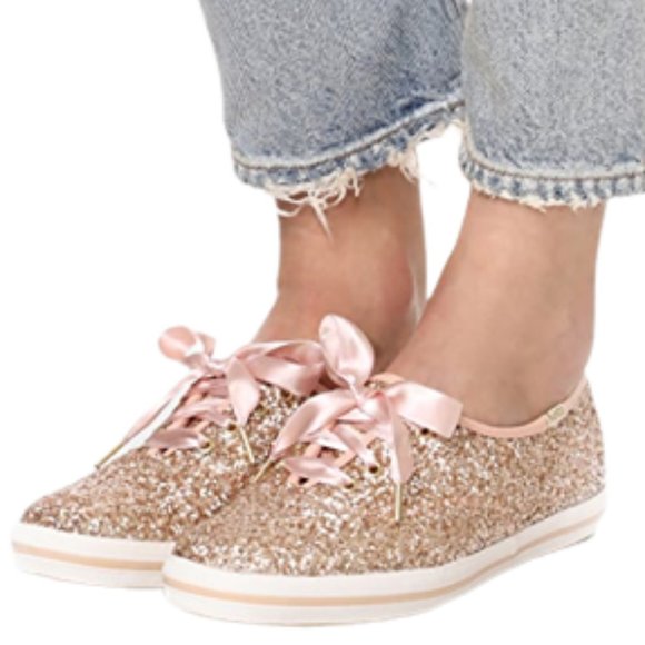 Kate Spade Rose Gold Glitter Sneakers - 6